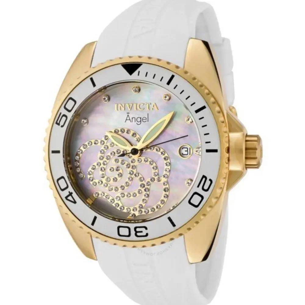 NEW Invicta Angel Gold & White with Mother of Pearl Watch in Box (INXX053)